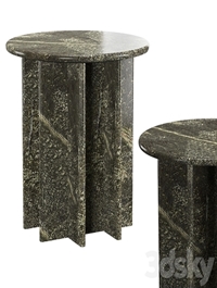 PASAR ROUND GREEN MARBLE SIDE TABLE