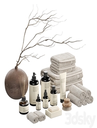 Decorative set with towels and branch 002