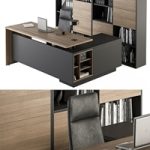 Manager Desk and Library Wood and Black – Office Furniture 273