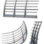 Metal bridge, deck fencing of the embankment