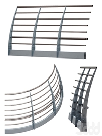 Metal bridge, deck fencing of the embankment