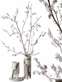 Decorative set with blossoming branches