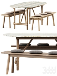 Ayana Outdoor Table and Bull Bench by B&B Italia