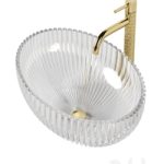 Oval cristal sink with Rea Lungo ART L.Gold mixer