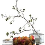 Decorative set with a basket of apples