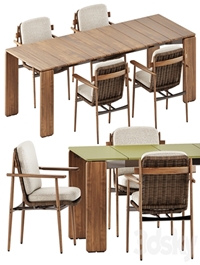 Trio Outdoor Dining chair and Drake Outdoor table by Minotti