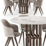 Potocco Intreccio table Lyz wood armchair