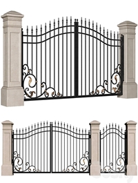 Forged gates in a classic style.DUAL Entrance Driveway Fence Iron Gate set