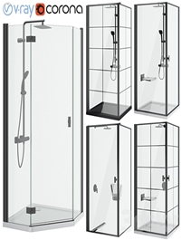 Shower cabins Radaway Nes 8 Black set 136