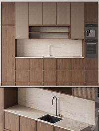 DARK WOOD KITCHEN WITH RATTAN