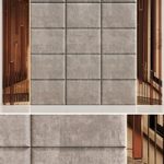 Headboard in beige panels and mirrored gold slats