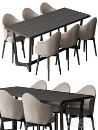 Dinning Table Black and Cream - Set 31