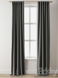 European Flax Linen Graduated Stripe Curtain-West Elm