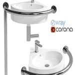 Sink DS IF35 corner 450x400x120 mm with handrail (right) and DS3 mixer Equipment for the disabled