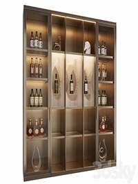 Wine Cabinet With Glasses & Decoration 017