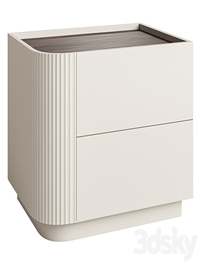 Modern Beige Wood Nightstand with 2 Drawers and Small Height for Bedroom Storage