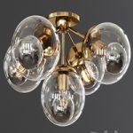 Modo Ceiling Mount 5 Globes Brushed Brass and Clear Glass