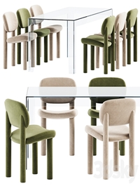 Chair Tottori Driade and Atlantis Table by Glas Italia